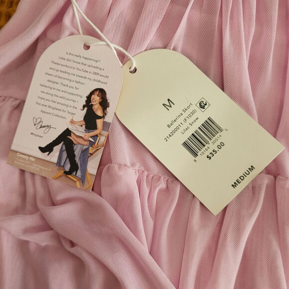 Popflex Blogilates for Target Tiered Skort Pink Ruffle Criss Cross NWT Medium - Picture 3 of 3